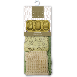 [EB202406131] Elle Home 14pc Bath Accessory Set - Shower Curtain with Hooks &amp; Bath Mat, Yellow