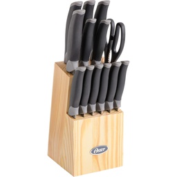 [91607.14] Oster Lindbergh 14pc Knife Set with Pine Block, Black Handle