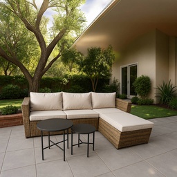 [GTS-001 MPRSS32160] Möbel Patio Rattan Sofa Set Brown and Beige