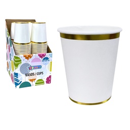 [819-00878] Glitter 10pc Paper Cups 9oz. Silver / White 
