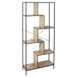 [KCWF2024082618-OAK] Kenneth Cole Eastman Industrial Tall Asymetrical Stair Shelf, Oak