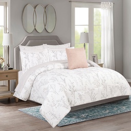 [BCSQ50967] CHD 10pc Queen Comforter Set, Lieah Light Grey