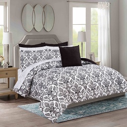 [BCSQ50969] CHD 10pc Queen Comforter Set, Raya Black