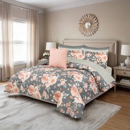 [BCSQ50970] CHD 10pc Queen Comforter Set, Rosalie Blush