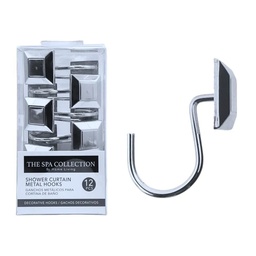 [711-1431426] Spa Collection Metal Shower Curtain Hooks, Chrome