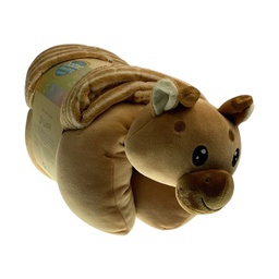 [730-1446862] ****Home Living Micromink Animal Pillow with Blanket, Brown