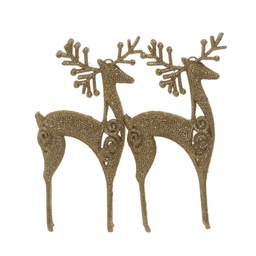 [831-AMX028-2521G] ^Miro Reindeer Ornaments 2pc Gold