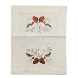 [831-XMFE33-2512Z21] ^Miro Placemat and Table Runner Set, Acorn 13 x 70 In., White/ Red