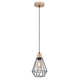 [20438-2] Ike Lite Hanging Lamp 1-Light E27 60W Black