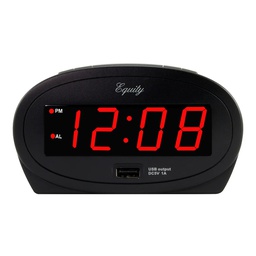 [30024] La Crosse Technology Equity LED Alarm Clock with USB Charging Port 0.9 In. Red