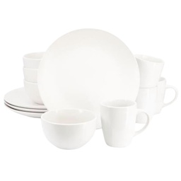 [142565.12] Gibson Home Everyday Plus 12 Piece Stoneware Dinnerware Set, Whiteo