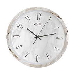 [602-01948] Times Tower Wall Clock 16cm White Marble