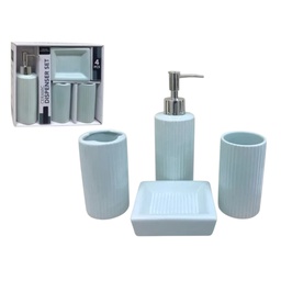 [734-1457340] Spa Collection 4pc Ceramic Bath Accessory Set, Light Aqua