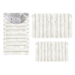 [736-1464499] Purity Bath 2pc Faux Fur Bath Mat Set, White