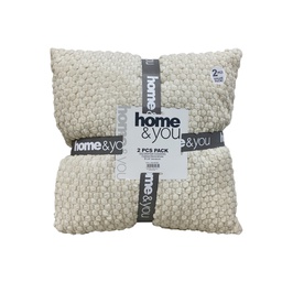 [730-1461975] Home &amp; You Throw Pillow Set 18x18 Cream
