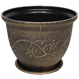 [RH9472G/ZY-132 / RH9472BN/ZY-132 / HHGD-FWPT-01009] Royal Homes Flower Pot with Saucer 13 x 11 In., Gold/ Silver/ Copper
