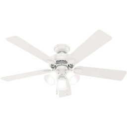 [50895] Hunter Swanson Ceiling Fan 52 In. Fresh White/ American Walnut. (C.F.M - 2396)