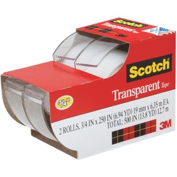 [2157SS] 3M Scotch Transparent Tape 3/4 In. x 250 In. (2-Pack)