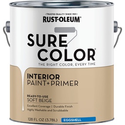 [380222] ****Rust-Oleum Sure Color Eggshell Soft Beige Interior Wall Paint and Primer, Gallon