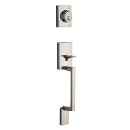 [96890-060] Kwikset Branton Entry Handleset Double Cylinder, Satin Nickel