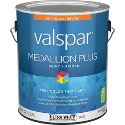 [028.0024002.007] ****Valspar Medallion Plus Premium Paint &amp; Primer Semi-Gloss Interior Paint, Ultra White, 1 Gal.
