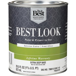 [HW38W0803-14] ****Best Look Latex Premium Paint &amp; Primer In One Semi-Gloss Interior Wall Paint, Extra Deep Base, 1 Qt.