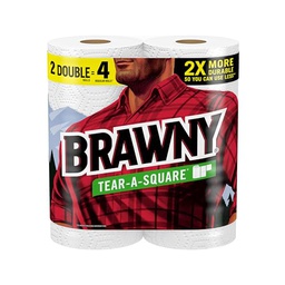 [44475] ****Brawny Tear-a-Square 2-Ply Paper Towels 100-Sheet/ Roll 2 Roll Pk. White