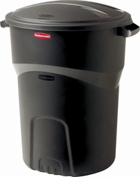 [1793963 / 5H3800BLA /626-6974x] Rubbermaid Roughneck Round Trash Can with Lid 32 Gal. Black