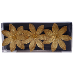 [831-AMX028-24108G] ^Miro Christmas Flower 13x3cm Gold (3-pc Set)