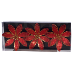 [831-AMX028-24107R] Miro Christmas Flower 13x3cm, Red (3-pc Set)