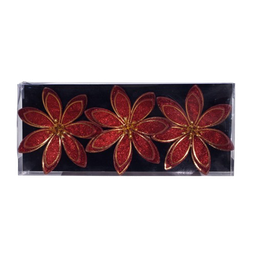 [831-AMX028-24108R] Miro Christmas Flower 13x3cm, Red (3-pc Set)