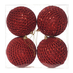 [831-XB09-2440R] ^Miro Christmas Balls 10cm, Red (4-pc Set)