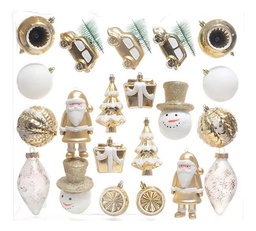 [831-XB06-03-23H] ****Miro Christmas Ornaments Assorted 6-13cm Gold-White